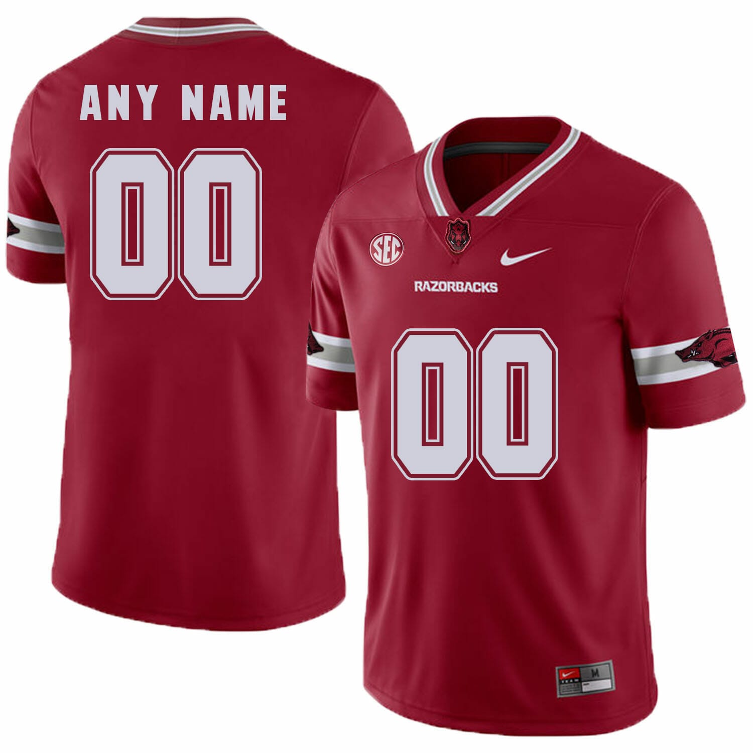 Arkansas Razorbacks Custom Jersey Name and Number Football SEC Patch Red 1 Arkansas Razorbacks Custom Jersey Name and Number Football SEC Patch Red