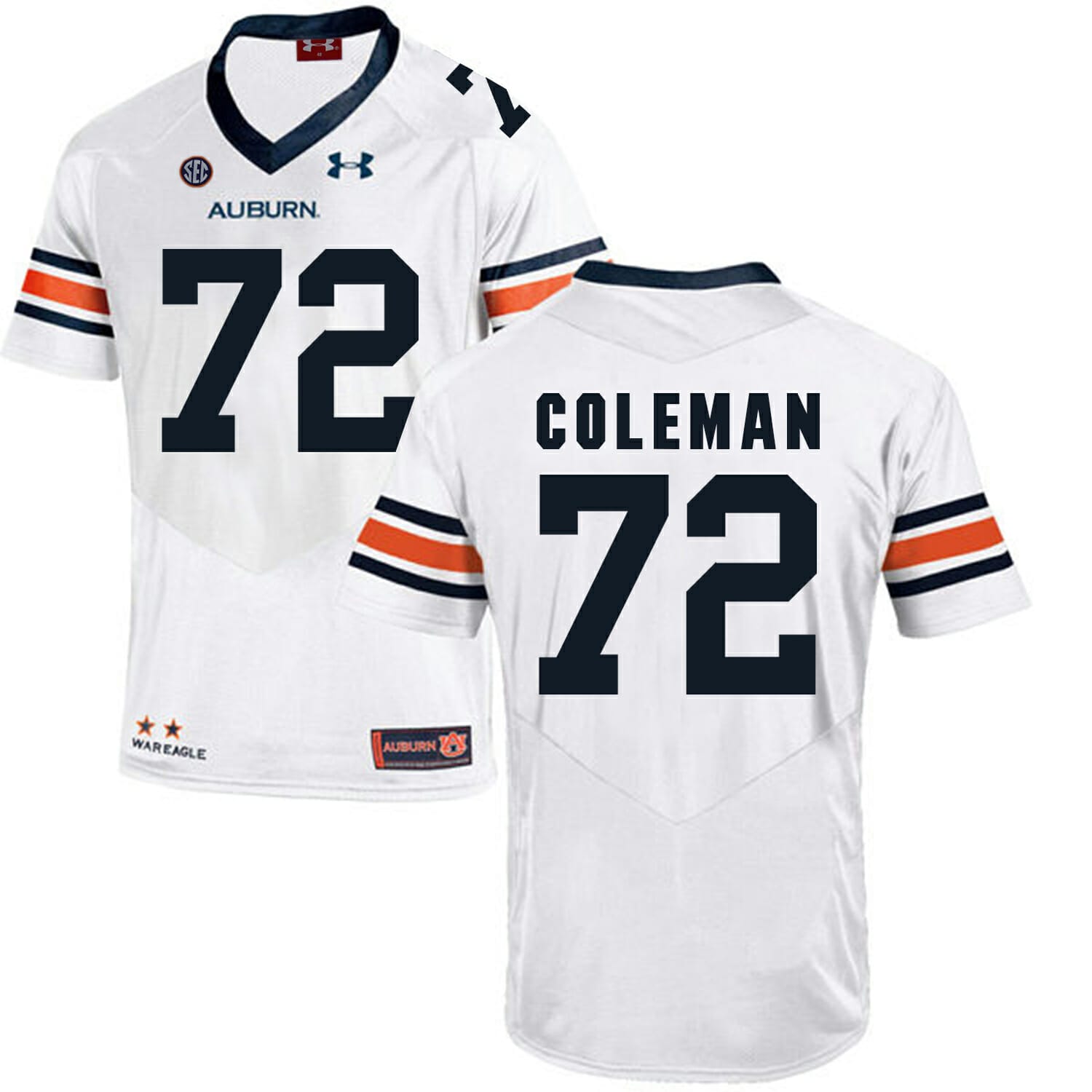 Auburn Tigers Under Armour #72 Shon Coleman Football Jersey White 1 Auburn Tigers Under Armour #72 Shon Coleman Football Jersey White