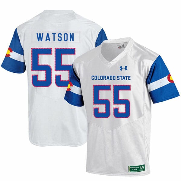 Colorado State Rams #55 Josh Watson NCAA Football Jersey White 1 Colorado State Rams #55 Josh Watson NCAA Football Jersey White
