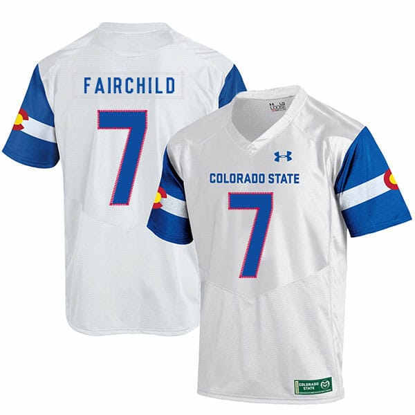 Colorado State Rams #7 Steve Fairchild NCAA Football Jersey White 1 Colorado State Rams #7 Steve Fairchild NCAA Football Jersey White