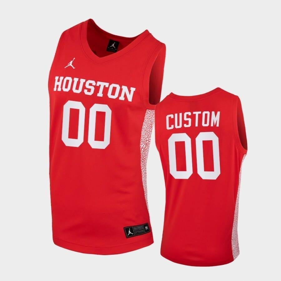 Houston Cougars Custom Name Number Red Replica College Basketball Jersey 1 Houston Cougars Custom Name Number Red Replica College Basketball Jersey