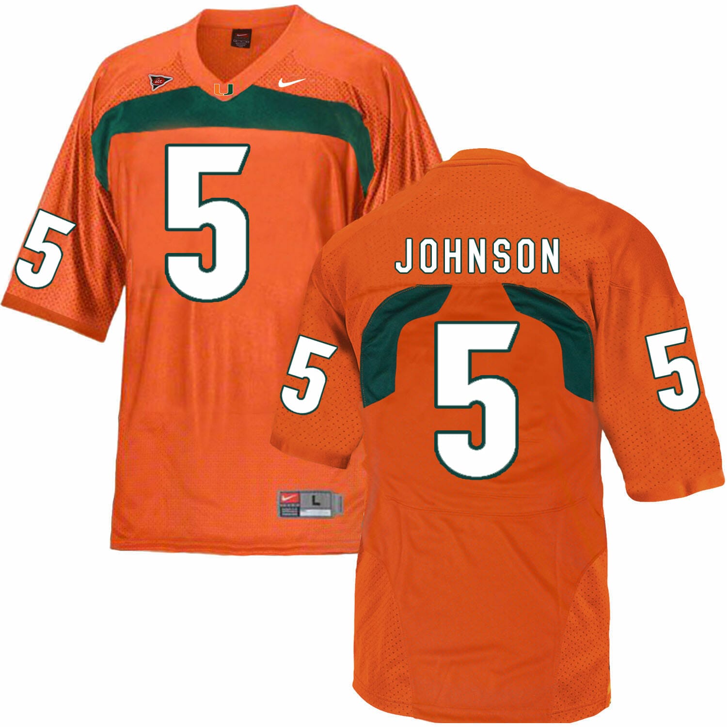 Miami Hurricanes #5 Johnson NCAA College Football Jersey Orange 1 Miami Hurricanes #5 Johnson NCAA College Football Jersey Orange