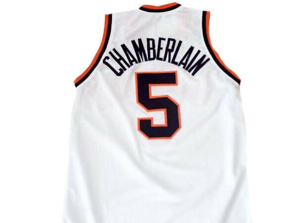 Wilt Chamberlain #5 Overbrook High School Basketball Jersey White 1 Wilt Chamberlain #5 Overbrook High School Basketball Jersey White