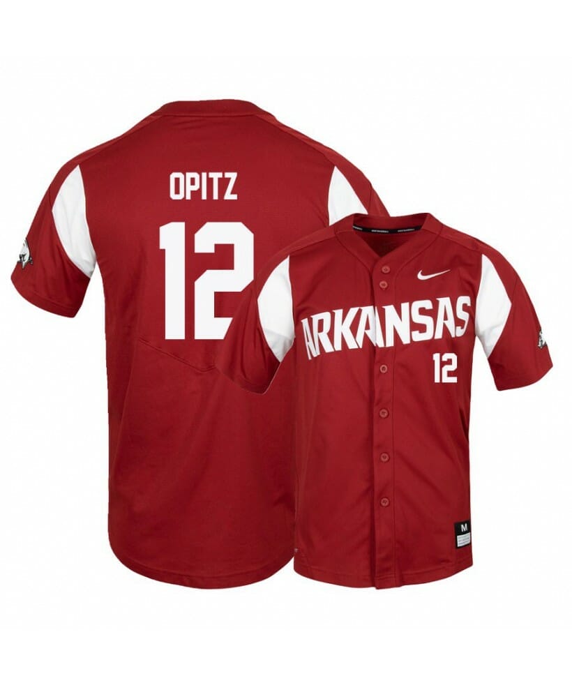 Arkansas Razorbacks 12 Casey Opitz Red Elite Baseball Jersey 1 Arkansas Razorbacks 12 Casey Opitz Red Elite Baseball Jersey