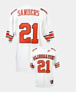Oklahoma State Cowboys And Cowgirls #21 Barry Sanders College Football White Jersey