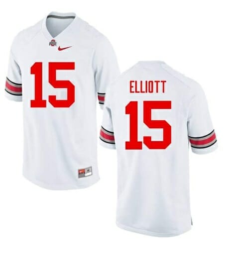 Ohio State Buckeyes #15 Ezekiel Elliott NCAA College Football Jersey White 1 Ohio State Buckeyes #15 Ezekiel Elliott NCAA College Football Jersey White