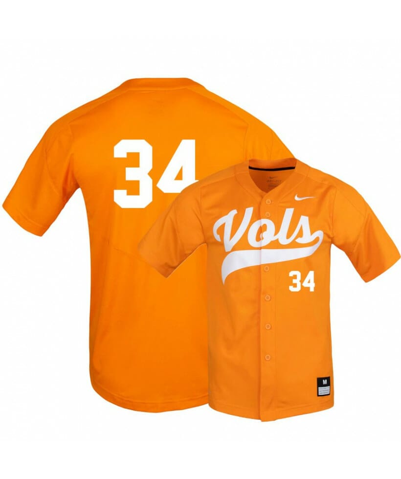 Tennessee Volunteers 34 Garrett Crochet Elite Orange Baseball Jersey 1 Tennessee Volunteers 34 Garrett Crochet Elite Orange Baseball Jersey