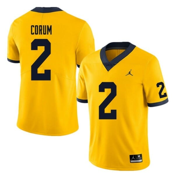 Michigan Wolverines #2 Blake Corum College Football jersey Yellow 1 Michigan Wolverines #2 Blake Corum College Football jersey Yellow