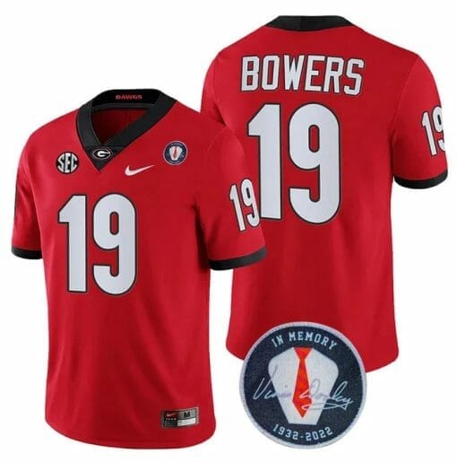 UGA Bowers Jersey #19 Honoring Vince Dooley Patch Red 8 UGA Bowers Jersey #19 Honoring Vince Dooley Patch Red