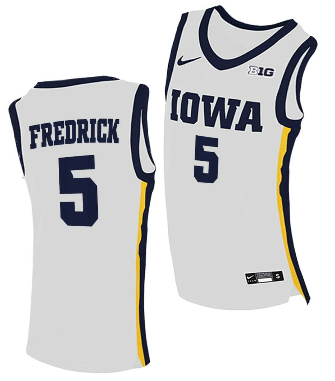 CJ Fredrick Jersey Iowa Hawkeyes College Basketball White #5 1 CJ Fredrick Jersey Iowa Hawkeyes College Basketball White #5