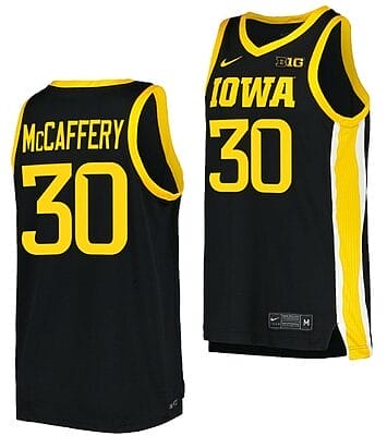 Connor McCaffery Jersey Iowa Hawkeyes College Basketball Black Swingman #30 10 Connor McCaffery Jersey Iowa Hawkeyes College Basketball Black #30