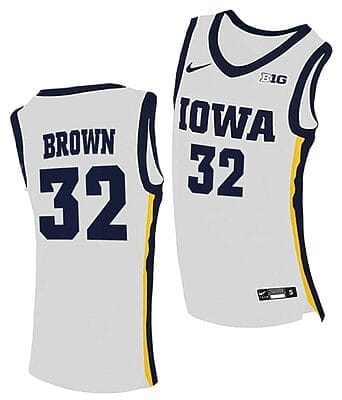 Fred Brown Jersey Iowa Hawkeyes College Basketball White #32 10 Fred Brown Jersey Iowa Hawkeyes College Basketball White #32