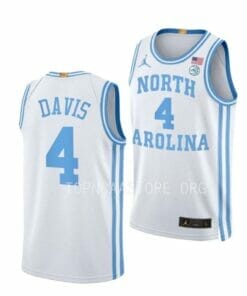 Men's #4 RJ Davis Jersey North Carolina Tar Heels College Basketball Jerseys White Elite