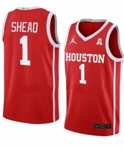 Men's #1 Jamal Shead Jersey Houston Cougars College Basketball Jerseys Red