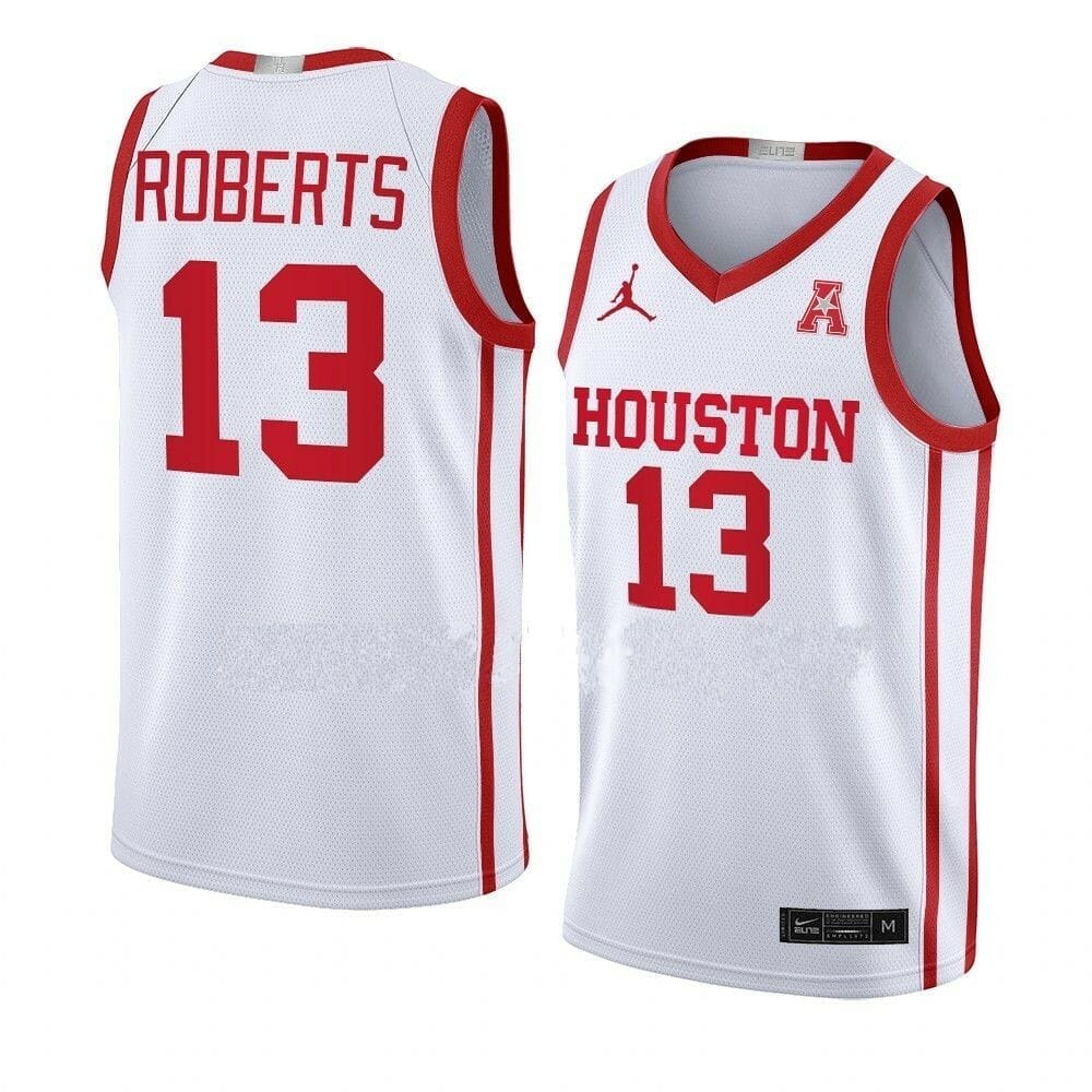 Men's #13 J'Wan Roberts Jersey Houston Cougars College Basketball Jerseys 2 Men's #13 J'Wan Roberts Jersey Houston Cougars College Basketball Jerseys White
