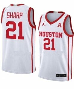 Men's #21 Emanuel Sharp Jersey Houston Cougars College Basketball Jerseys White
