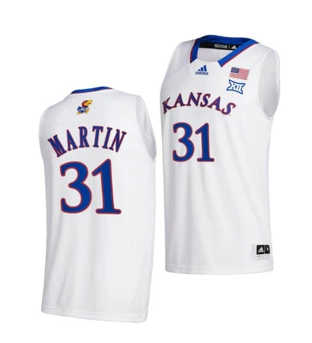 Men's #31 Cam Martin Jersey Kansas Jayhawks College Basketball Jerseys Blue 2022 8 Men's #31 Cam Martin Jersey Kansas Jayhawks College Basketball Jerseys White 2022