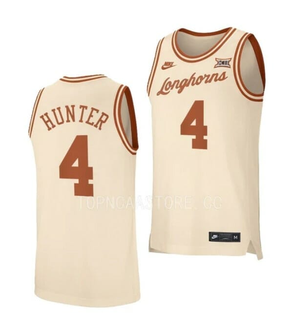 Men's #4 Tyrese Hunter Jersey Texas Longhorns College Basketball Jerseys 2 Men's #4 Tyrese Hunter Jersey Texas Longhorns College Basketball Jerseys Cream