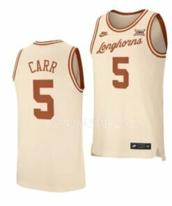 Men's #5 Marcus Carr Jersey Texas Longhorns College Basketball Jerseys Cream