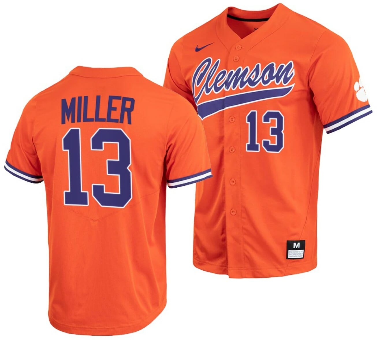 Brad Miller Jersey Clemson Tigers College Baseball Orange Full-Button #13 1 Brad Miller Jersey Clemson Tigers College Baseball Orange Full-Button #13