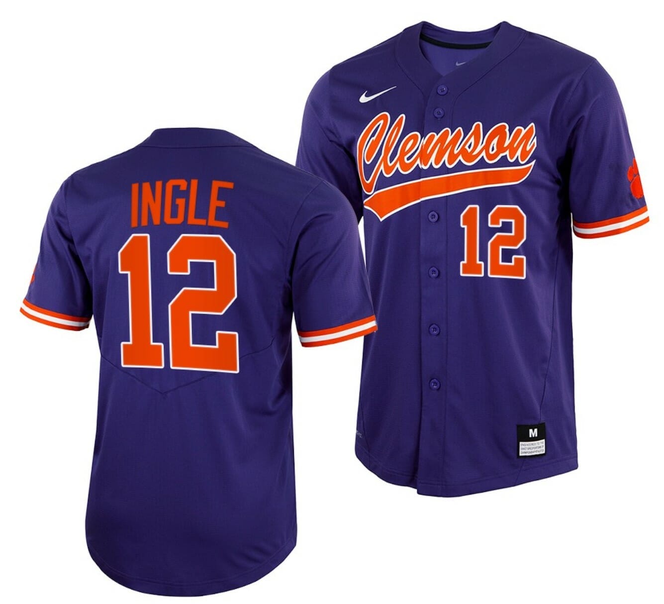 Cooper Ingle Jersey Clemson Tigers College Baseball Purple Full-Button #12 1 Cooper Ingle Jersey Clemson Tigers College Baseball Purple Full-Button #12