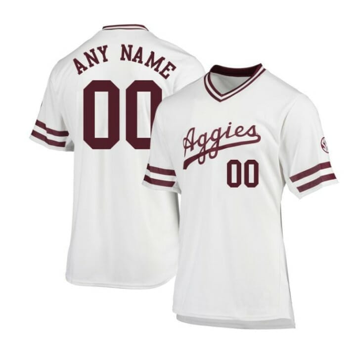 Custom Texas A and M Jersey Baseball Name and Number College White 1 Custom Texas A and M Jersey Baseball Name and Number College White