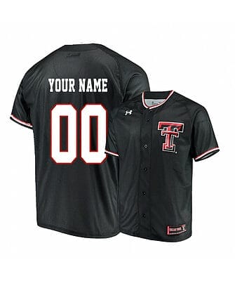 Custom Texas Tech Baseball Jersey Name, Number Under Armour Red Raiders College Black 6 Custom Texas Tech Baseball Jersey Name, Number Under Armour Red Raiders College Black