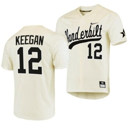 Dominic Keegan Jersey Vanderbilt Commodores College Baseball Replica Cream #12 6 Dominic Keegan Jersey Vanderbilt Commodores College Baseball Replica Cream #12