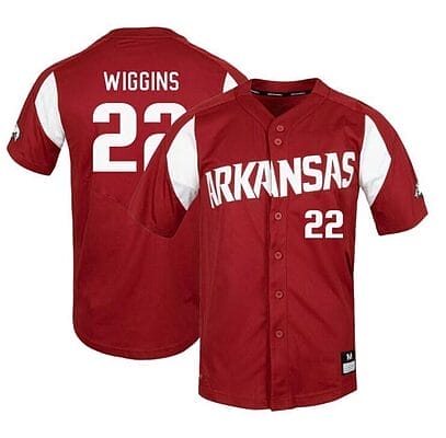 Jaxon Wiggins Jersey Arkansas Razorbacks Baseball NCAA College Cardinal Alumni #22 6 Jaxon Wiggins Jersey Arkansas Razorbacks Baseball NCAA College Cardinal Alumni #22