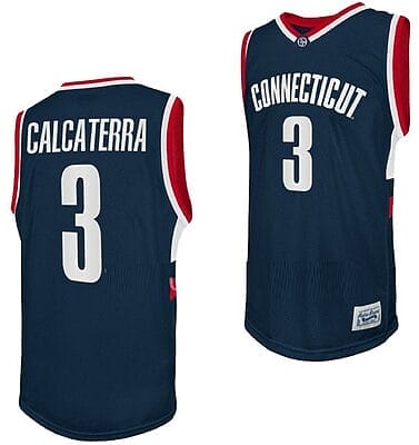 Joey Calcaterra Jersey UConn Huskies College Basketball Navy Retro #3 12 Joey Calcaterra Jersey UConn Huskies College Basketball Navy Retro #3