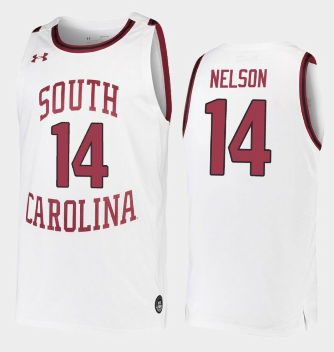 Nathan Nelson Jersey South Carolina Gamecocks College Basketball White Replica #14 1 Nathan Nelson Jersey South Carolina Gamecocks College Basketball White Replica #14