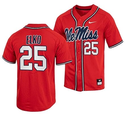 Tim Elko Jersey Ole Miss Rebels College Baseball Red #25 6 Tim Elko Jersey Ole Miss Rebels College Baseball Red #25
