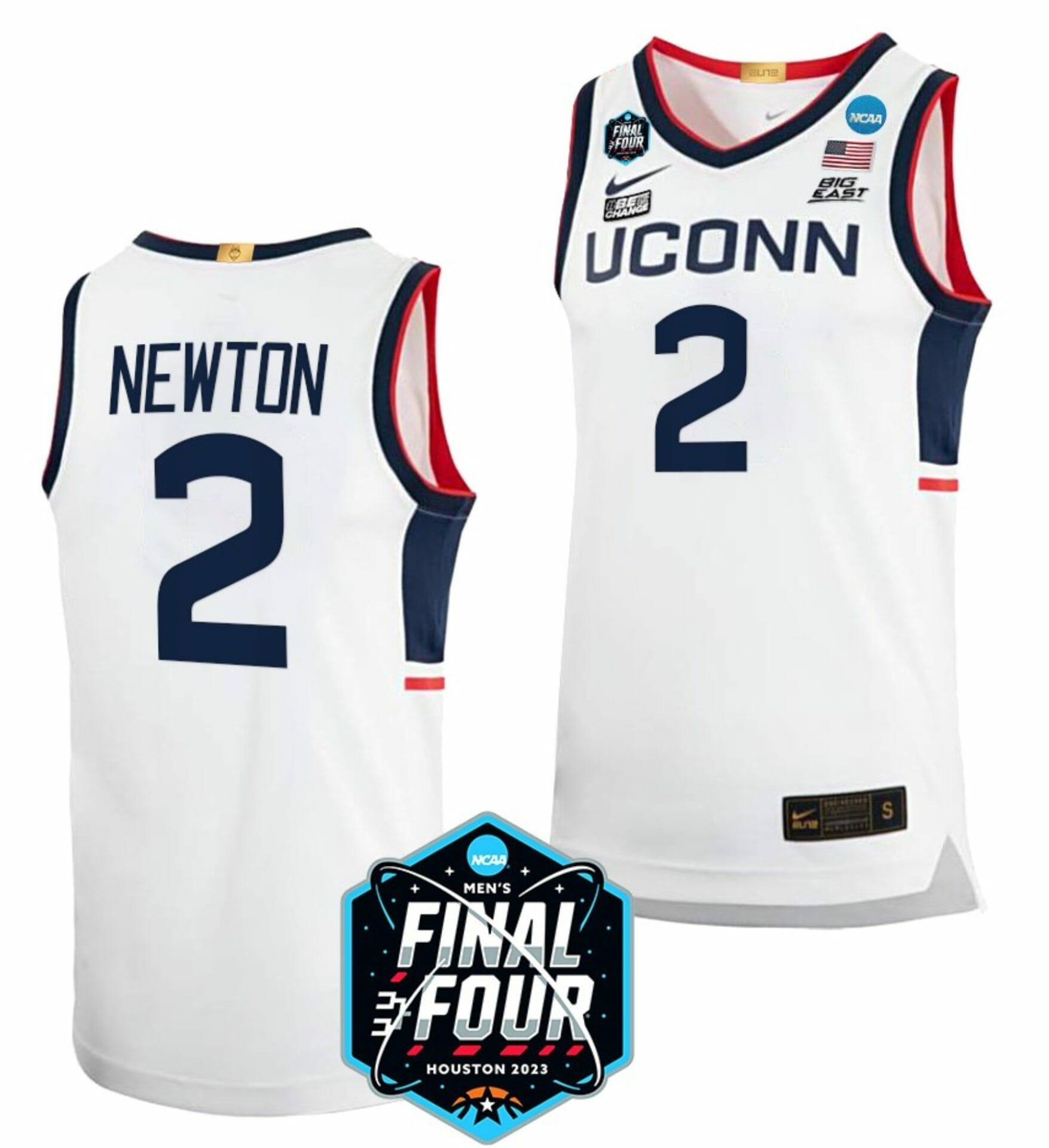Tristen Newton Jersey UConn Huskies College Basketball 2023 NCAA Final Four White #2 1 Tristen Newton Jersey UConn Huskies College Basketball 2023 NCAA Final Four White #2