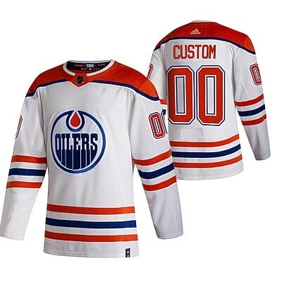 Custom Edmonton Oilers Jersey Name And Number 2020-21 White Reverse Retro Alternate NHL 6 Custom Edmonton Oilers Jersey Name And Number 2020-21 White Reverse Retro Alternate NHL