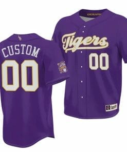 2023 College World Series Champions Custom LSU Tigers Jersey Name and Number NCAA Baseball Purple Jersey #00