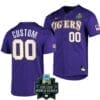 Custom LSU Tigers Baseball Jersey Name and Number NCAA 2023 College World Series Purple #00 4 Custom LSU Tigers Baseball Jersey Name and Number NCAA 2023 College World Series Purple #00