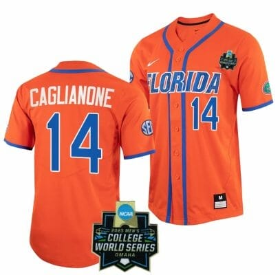Jac Caglianone Jersey Florida Gators #14 Orange NCAA 2023 College World Series Baseball 8 Jac Caglianone Jersey Florida Gators #14 Orange NCAA 2023 College World Series Baseball