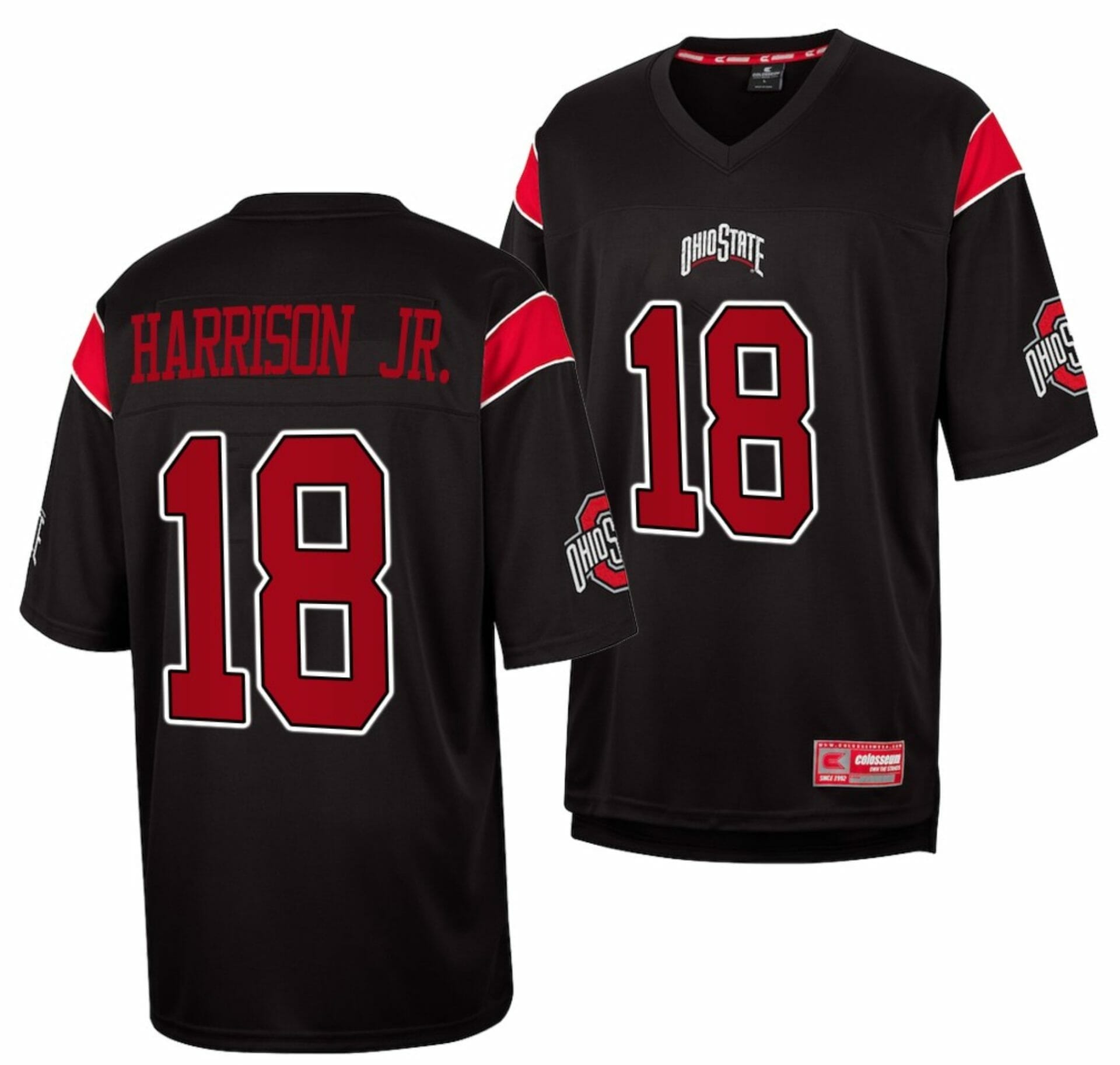 Ohio State Buckeyes #18 Marvin Harrison Jr Jersey Black Fashion NCAA Football 1 Ohio State Buckeyes #18 Marvin Harrison Jr Jersey Black Fashion NCAA Football