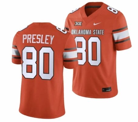 Oklahoma State Cowboys #80 Brennan Presley Jersey 2023 College Football Orange Game 10 Oklahoma State Cowboys #80 Brennan Presley Jersey 2023 College Football Orange Game