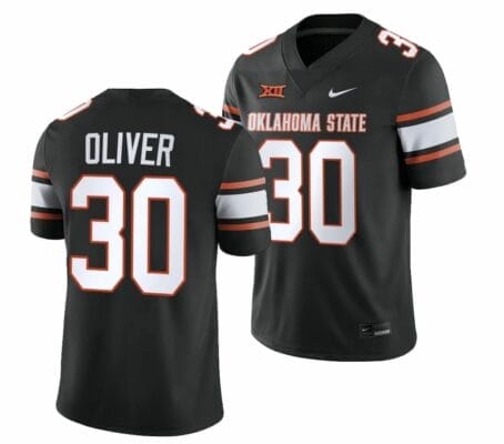 Oklahoma State Cowboys #30 Collin Oliver Jersey 2023 College Football Black Game 10 Oklahoma State Cowboys #30 Collin Oliver Jersey 2023 College Football Black Game