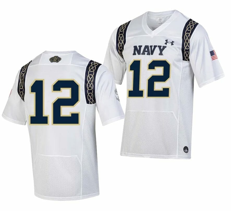 Navy Midshipmen Jersey #12 Aer Lingus College Football Classic White Replica 2023 10 Navy Midshipmen Jersey #12 Aer Lingus College Football Classic White Replica 2023