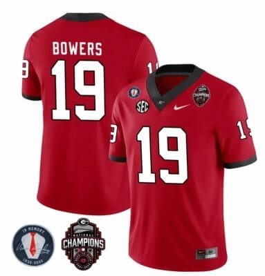 Georgia Bulldogs Brock Bowers Jersey #19 - Back To Back National Champions College Football Red 8 Georgia Bulldogs Brock Bowers Jersey #19 - Back To Back National Champions College Football Red