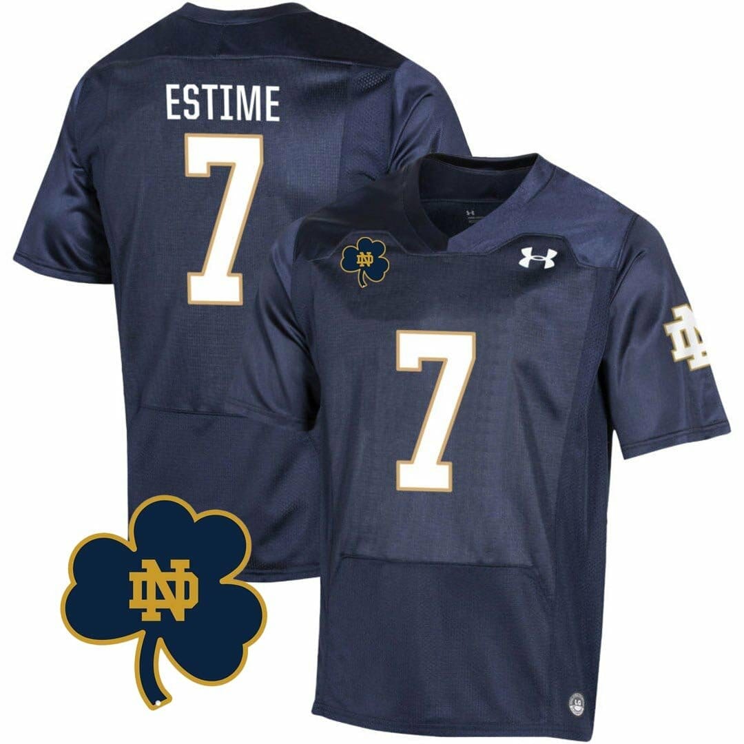 Notre Dame Audric Estime Jersey #7 College Football Johnny Lujack Patch Navy 1 Notre Dame Audric Estime Jersey #7 College Football Johnny Lujack Patch Navy