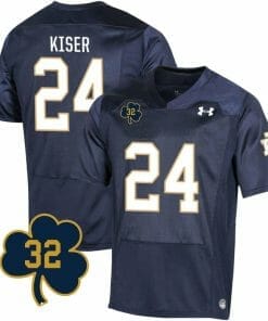 Notre Dame Jack Kiser Jersey #24 College Football Johnny Lujack Patch 32 Navy