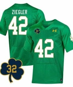 Notre Dame Nolan Ziegler Jersey #42 College Football Johnny Lujack Patch 32 Green