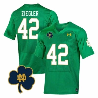 Notre Dame Nolan Ziegler Jersey #42 College Football Johnny Lujack Patch Green 10 Notre Dame Nolan Ziegler Jersey #42 College Football Johnny Lujack Patch Green