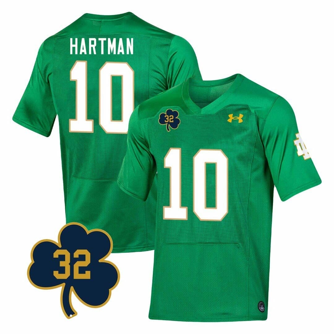 Notre Dame Sam Hartman Jersey #10 College Football Johnny Lujack Patch 32 Green 1 Notre Dame Sam Hartman Jersey #10 College Football Johnny Lujack Patch 32 Green