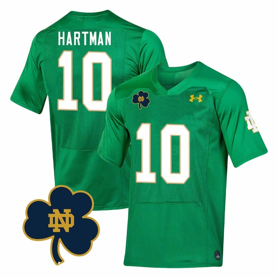 Notre Dame Sam Hartman Jersey #10 College Football Johnny Lujack Patch Green 1 Notre Dame Sam Hartman Jersey #10 College Football Johnny Lujack Patch Green