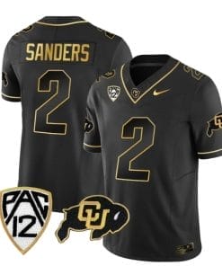 Colorado Buffaloes Shedeur Sanders Jersey #2 Vapor Gold Limited All Stitched Black Gold