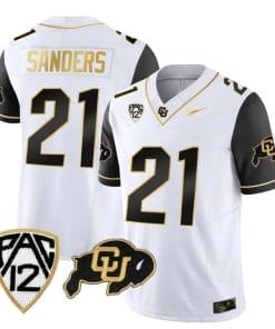 Colorado Buffaloes Shilo Sanders Jersey #21 Vapor Gold Limited All Stitched Black Sleeves